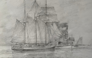 Artwork courtesy, Bob McGreevy drawing of Nucleus hitting the Detroit